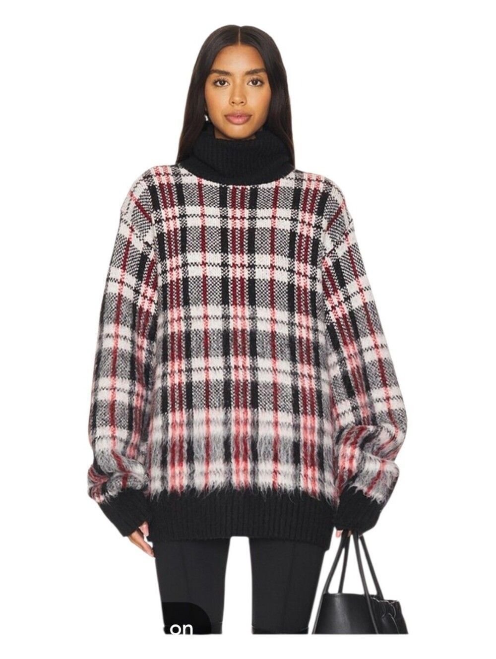 Helmut Lang Chunky Turtleneck Sweater in Medium Red Check Size XS